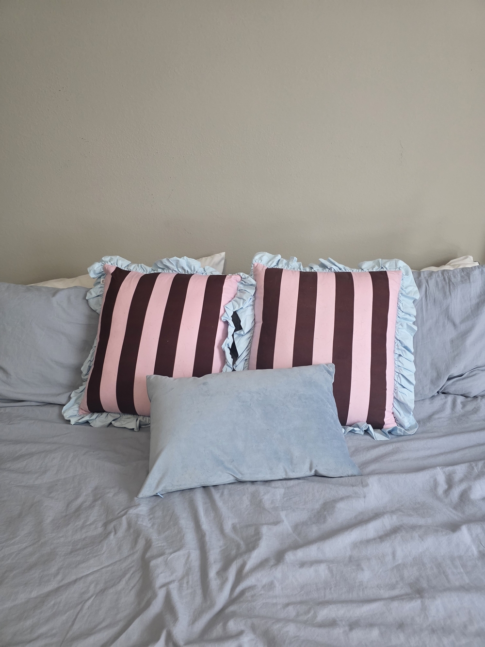 URBAN OUTFITTERS Striped Pink and Maroon Decorative Throw Pillow Set Of 2